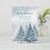 Blue White Silver Tree Winter Wonderland Christmas カード (スタンド正面)