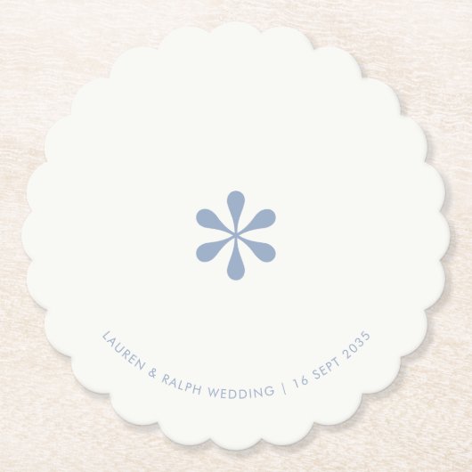 Blue & White Simple Chic Couple Paper Coaster ペーパーコースター (正面)