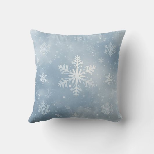 Blue & White Snowflake Pattern クッション (裏面)