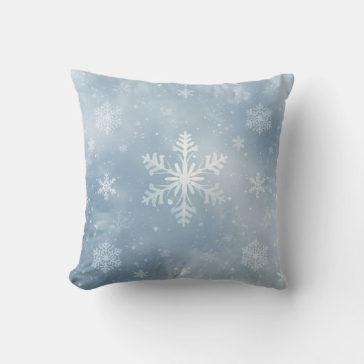 Blue & White Snowflake Pattern クッション (正面)