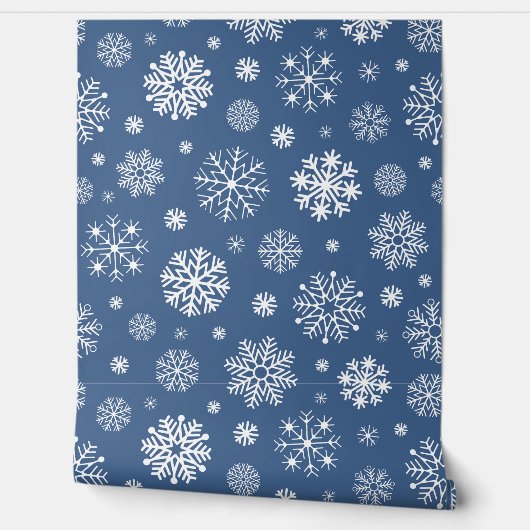 Blue & White Snowflake pattern for Your Kid Room 壁紙 (ほどく)