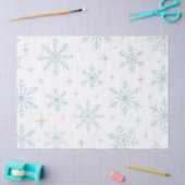 Blue & White Snowflake Sparkle Tissue Paper  薄葉紙 (クラフト)