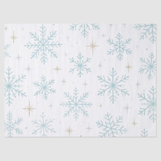 Blue & White Snowflake Sparkle Tissue Paper  薄葉紙 (正面)