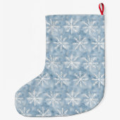 Blue White Snowflakes Christmas Gold Glitter ラージクリスマスストッキング (裏面)