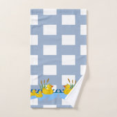 Blue & White Square Bathroom Towel Sets Ducks バスタオルセット (ハンドタオル)