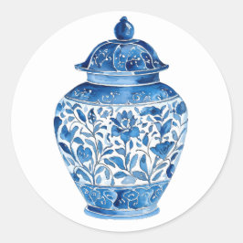 Blue white stickers ラウンドシール