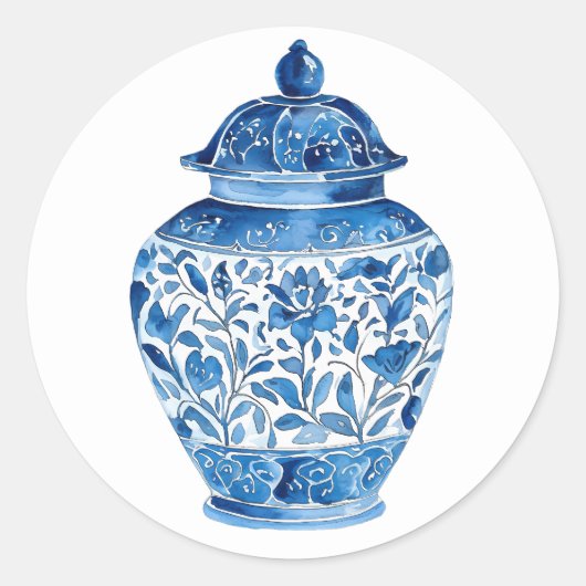 Blue white stickers ラウンドシール (正面)