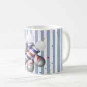Blue & White Stripe Mug Barber Pole コーヒーマグカップ (正面右)