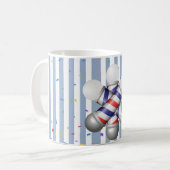 Blue & White Stripe Mug Barber Pole コーヒーマグカップ (正面左)