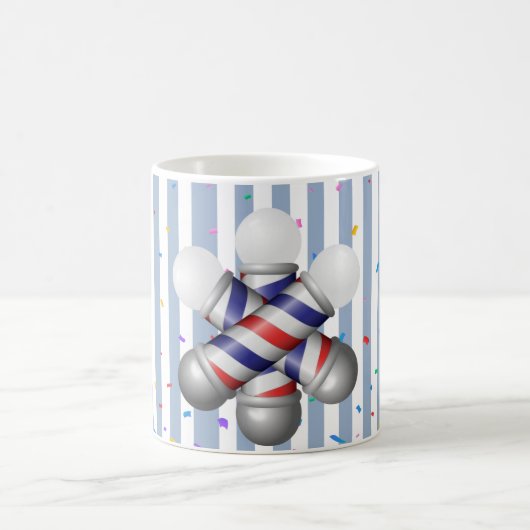 Blue & White Stripe Mug Barber Pole コーヒーマグカップ (中央)