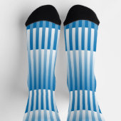 Blue White Striped Pattern ソックス (上部)