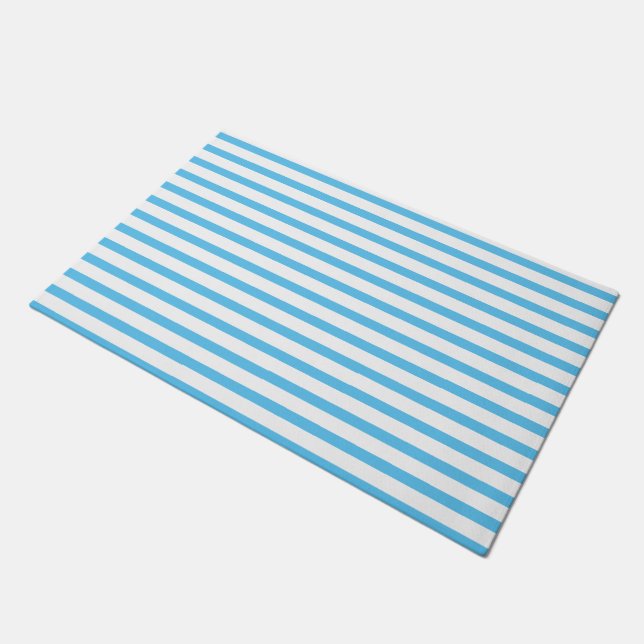 blue & white stripes ドアマット (アングル)