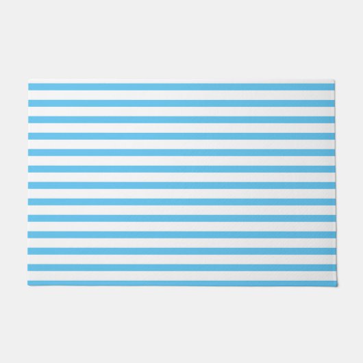 blue & white stripes ドアマット (正面)