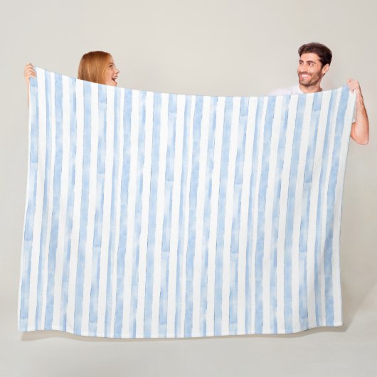 Blue White Stripes フリースブランケット (インサイチュ)