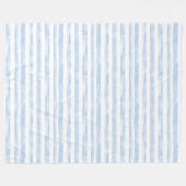 Blue White Stripes フリースブランケット (正面(横))