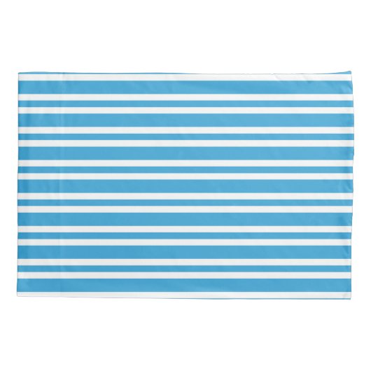 Blue White Stripes Pattern 枕カバー (裏面-左)