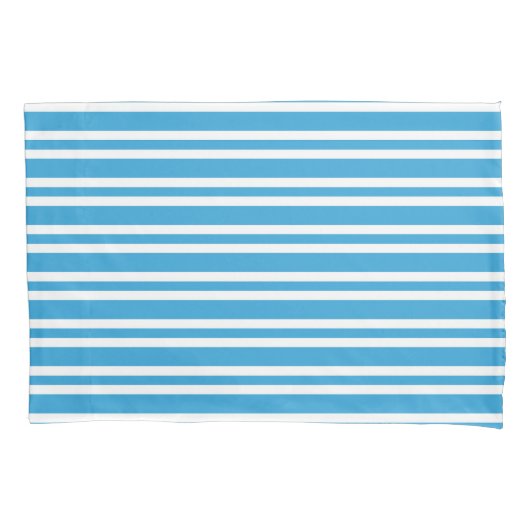 Blue White Stripes Pattern 枕カバー (正面左)