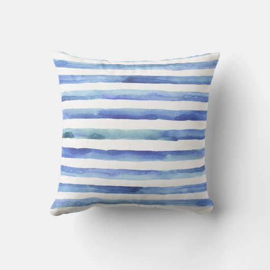 Blue White Stripes Tropical Floral Pineapple クッション (裏面)