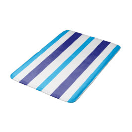 Blue White Summer Stripes バスマット