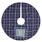 Blue white Tartan Monogram  ブラッシュドポリエステルツリースカート (正面)