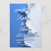 Blue & White Textured Art Wedding Invitation 招待状 (正面)