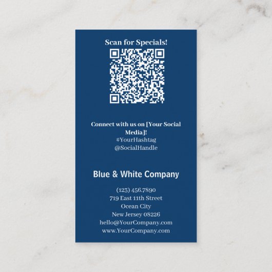 Blue White Thank You, QR Access to Special Offer 名刺 (裏面)