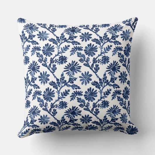 Blue White Throw Pillow クッション (裏面)