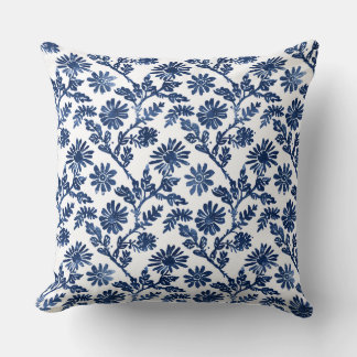 Blue White Throw Pillow クッション
