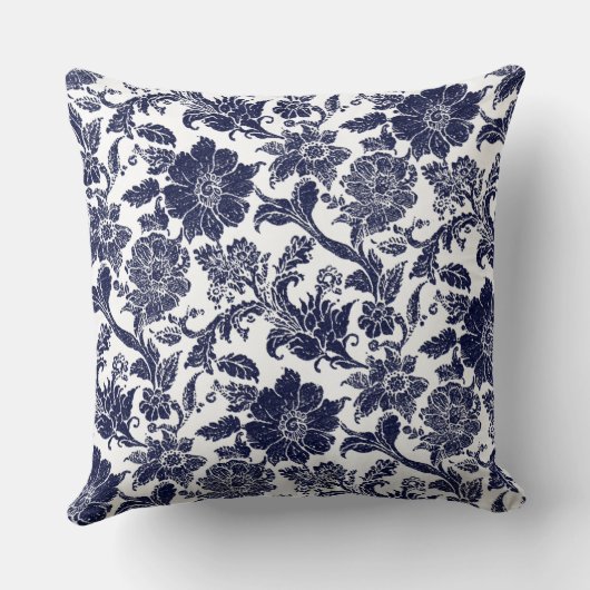 Blue White Throw Pillow クッション (裏面)