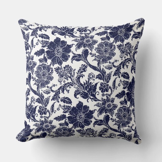 Blue White Throw Pillow クッション (正面)