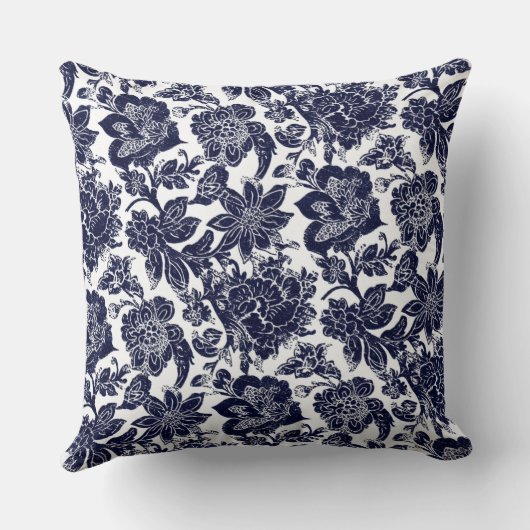 Blue White Throw Pillow クッション (裏面)