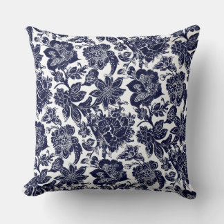 Blue White Throw Pillow クッション