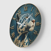 Blue White Tiger Majestic Big Cat Wildlife ラージ壁時計 (傾斜)