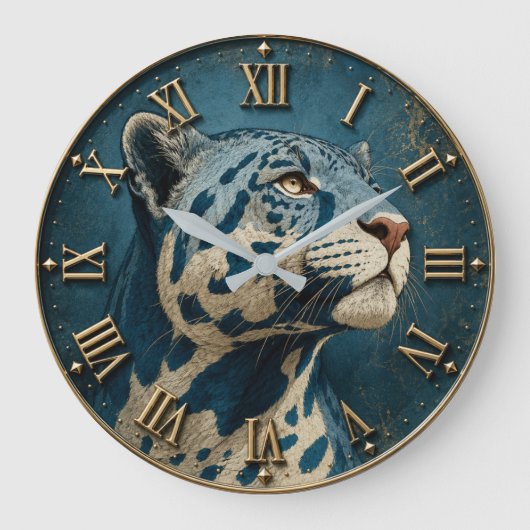 Blue White Tiger Majestic Big Cat Wildlife ラージ壁時計 (正面)