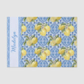 Blue White Tile Lemon Mediterranean Pattern Name 薄葉紙 (正面)