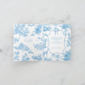 Blue White Toile de Jouy Bear Baby Shower サンキューカード (内部)