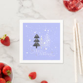 Blue &White Trees Elegant Christmas Holiday スタンダードカクテルナプキン (インサイチュ)