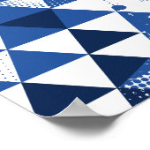 Blue & White Triangular Design with Paint Splashes ポスター (角)