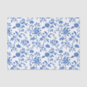 Blue White Vintage Floral Toile Pattern 薄葉紙 (正面)
