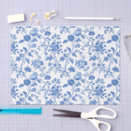 Blue White Vintage Floral Toile Pattern 薄葉紙