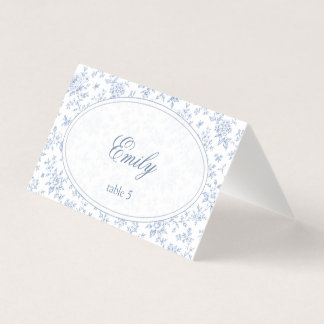 Blue & White Vintage Floral Wedding card　二つ折りカード