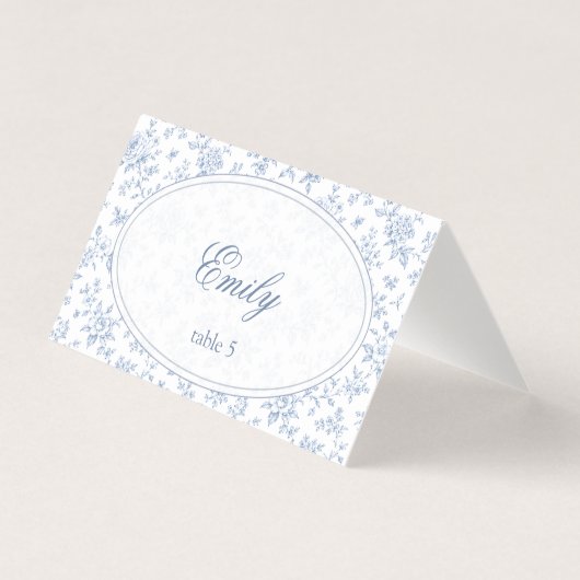 Blue & White Vintage Floral Wedding card 二つ折りカード (正面)