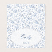 Blue & White Vintage Floral Wedding card 二つ折りカード (外部フラット)