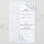 Blue & White Vintage Floral Wedding menu メニュー (正面/裏面)