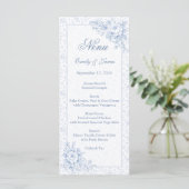 Blue & White Vintage Floral Wedding menu メニュー (スタンド正面)