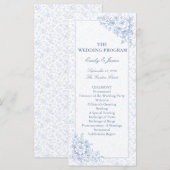 Blue & White Vintage Floral Wedding program プログラム (正面/裏面)
