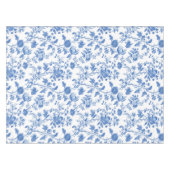 Blue White Vintage Toile Floral テーブルクロス (正面(横))