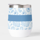 Blue White Watercolor Floral Monogram Name (右面)