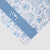 Blue White Watercolor Floral Monogram Name 薄葉紙 (詳細)