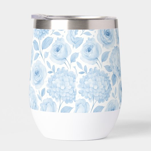 Blue White Watercolor Floral Pattern (右面)